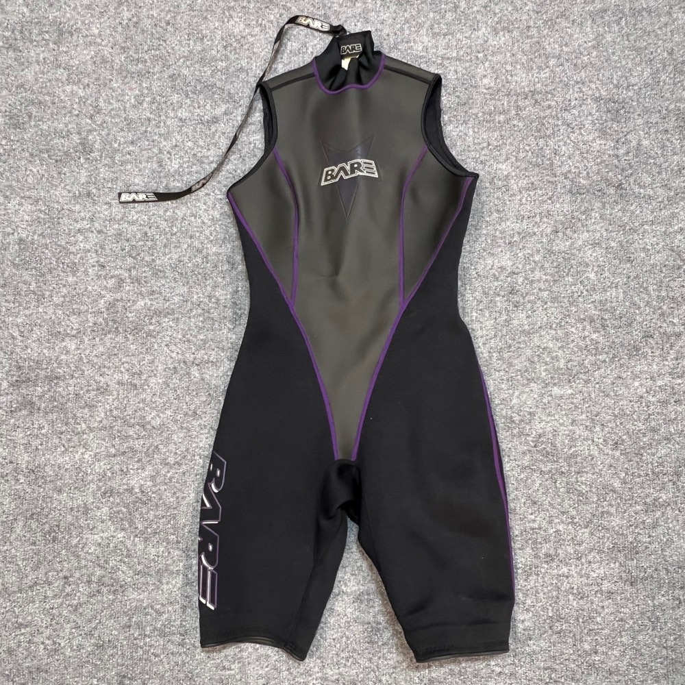 BARE Tropic Shorty Wetsuit Youth 9/10 Black Purple Sleeveless Neoprene
